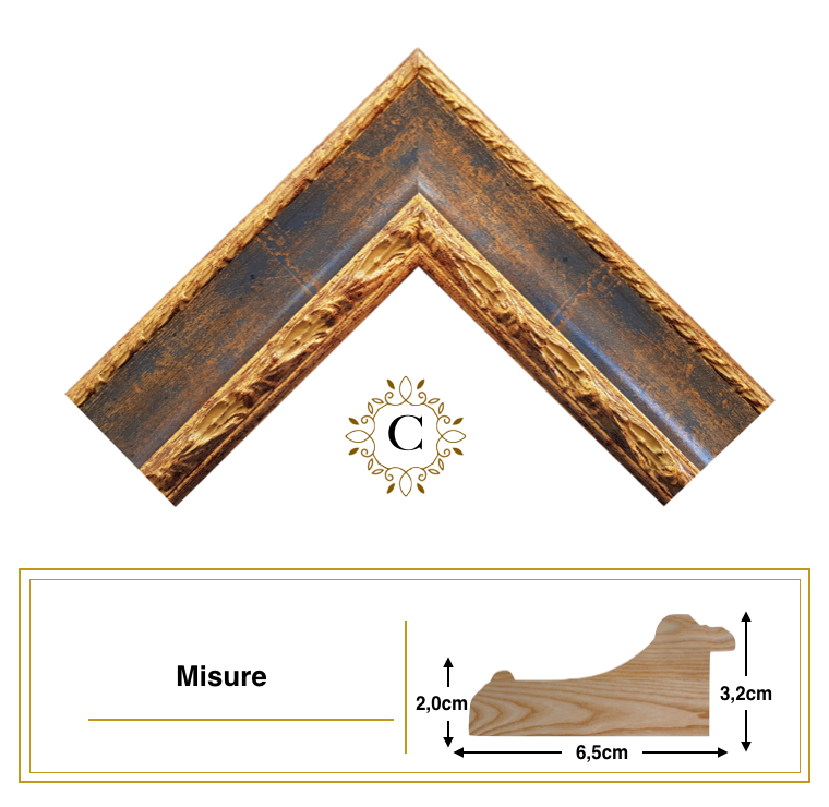 Cornice traforata argento classica quadro barocco su misura legno  scorrevole cassaforte Gaa