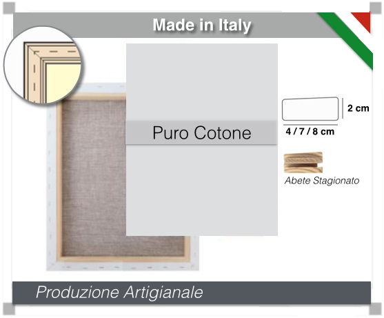 TELE PER PITTURA GRANA FINE IN PURO COTONE SPESSORE 2 CM