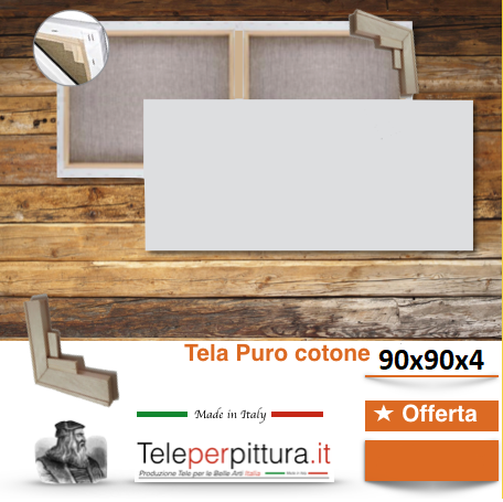 Set TELE Bianche per dipingere Spes. 4 cm telaio in legno 100% Cotone 300  gr/mq