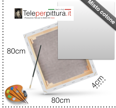 Tela con Telaio per dipingere 80x80 spessore 4cm